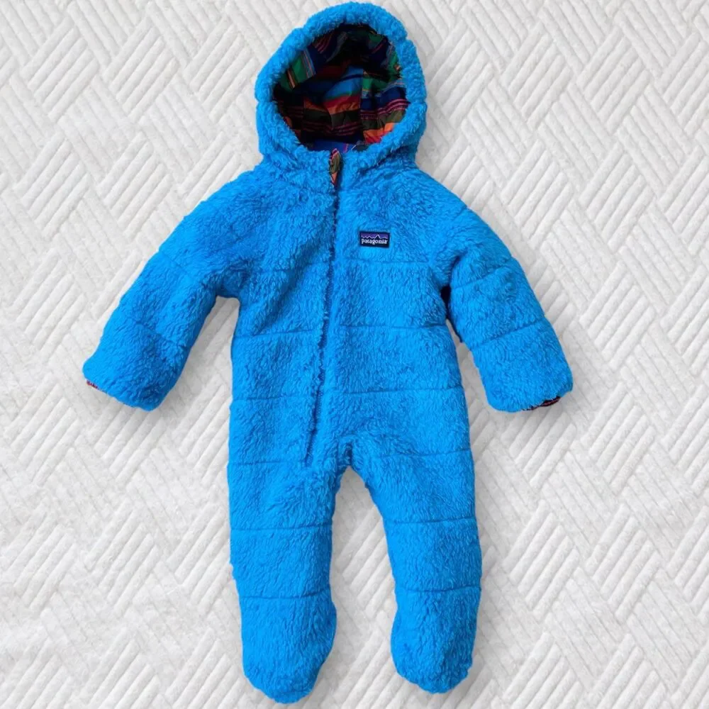 Patagonia Infant 3M Reversible Tribbles Bunting Snowsuit Turquoise Stripe NWT